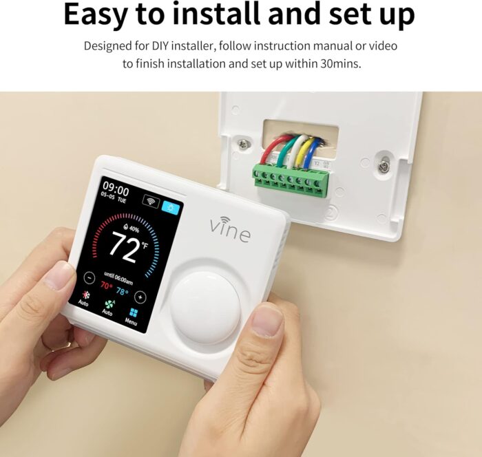 Vine TJ-610E Wi Fi 7 Day and 8 Period Programmable 5th Generation Smart Home Thermostat, Compatible with Amazon Alexa, Google Assistant, and Vine App - Image 6