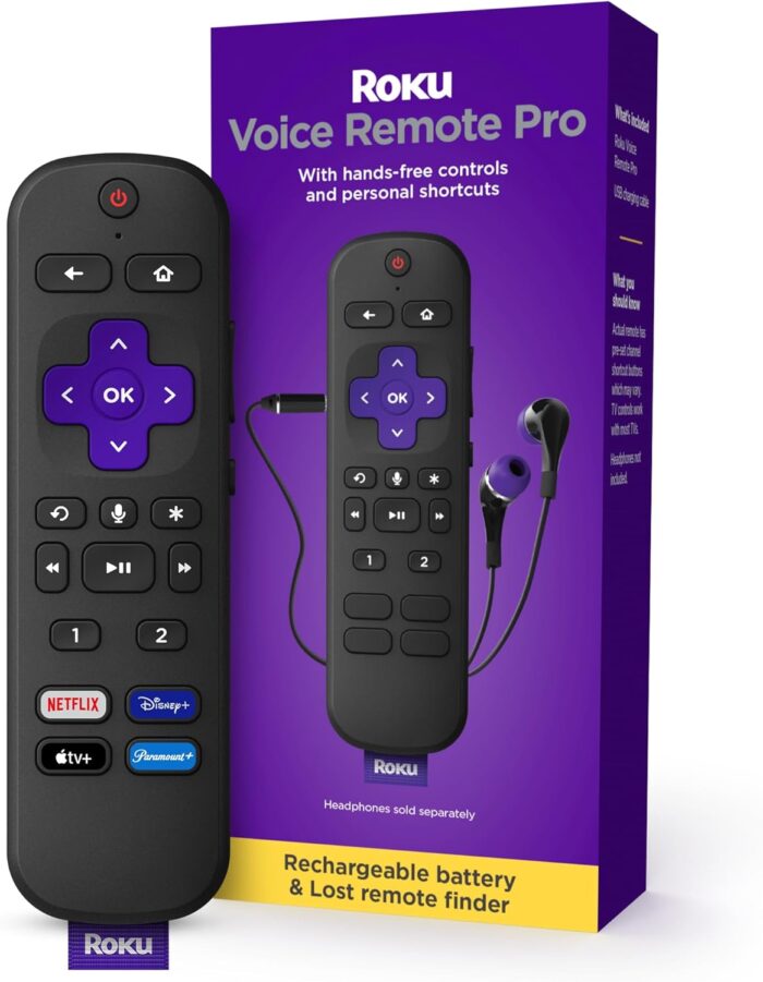 D&H Distributing 129886 Roku Voice Remote Pro with TV Controls Black