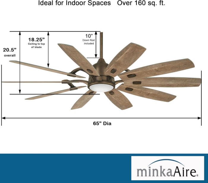 MINKA-AIRE F864L-HBZ Barn 65 Ceiling Fan with LED Light and DC Motor, Brown Heirloom Bronze Finish - Image 3
