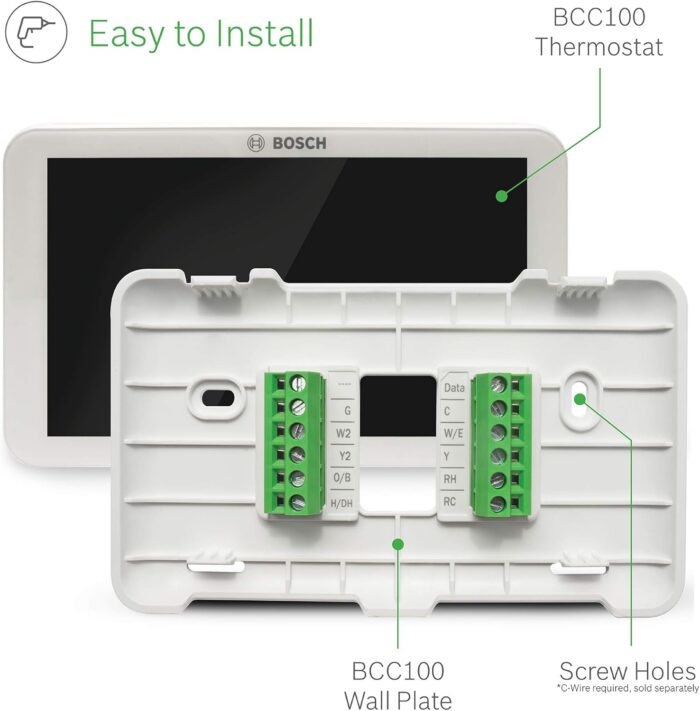 Bosch Large 5-Inch Full-Color Touch Screen Sleek Easy Setup Connected Control Smart Phone Wi-Fi Thermostat for 24V HVAC Systems with Bosch Connected Control App - Image 6