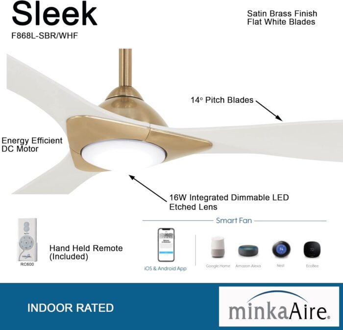 MINKA-AIRE CeilingF868 Ceiling Fan (Soft Brass/Flat White) - Image 2