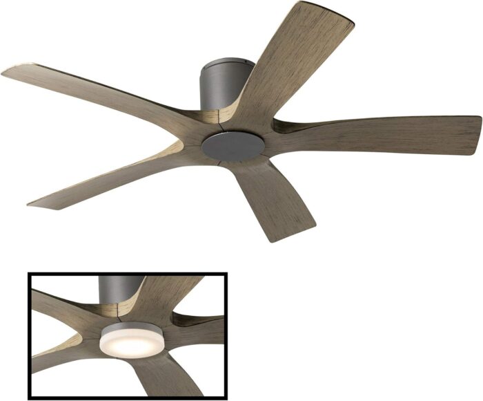 Modern Forms Aviator Smart Indoor and Outdoor 5-Blade Flush Mount Ceiling Fan 54in Graphite Weathered Gray with Remote Control (Light Kit Sold Separately) works with Alexa, and iOS or Android App - Image 3