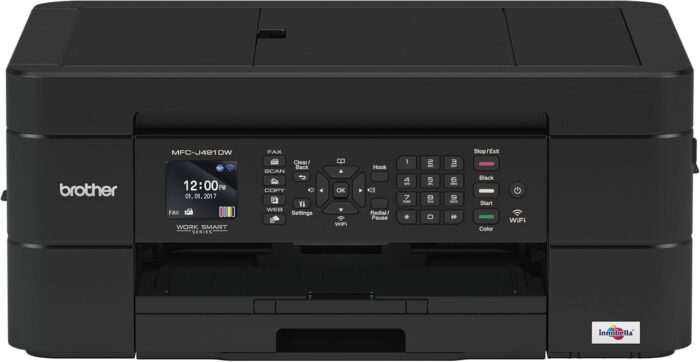 Brother Wireless All-in-One Inkjet Printer, MFC-J491DW, Multi-function Color Printer, Duplex Printing, Mobile Printing,Amazon Dash Replenishment Enabled, Black, 8.5 (MFCJ491DW)
