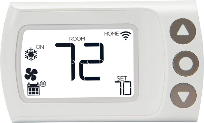 LUX CS1 Smart Programmable Digital Wi-Fi Thermostat, Android and iOS App Compatible, Geofencing, Custom & Auto Scheduling – White