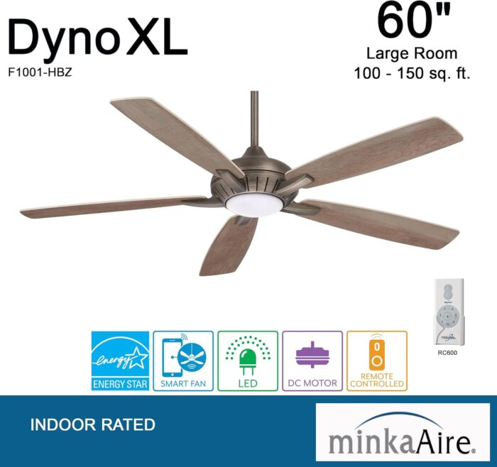 Minka Aire F1001-HBZ Dyno XL 60" Ceiling Fan with LED Light & Remote, Heirloom Bronze - Image 3
