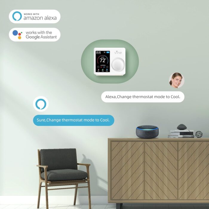 Vine TJ-610E Wi Fi 7 Day and 8 Period Programmable 5th Generation Smart Home Thermostat, Compatible with Amazon Alexa, Google Assistant, and Vine App - Image 2