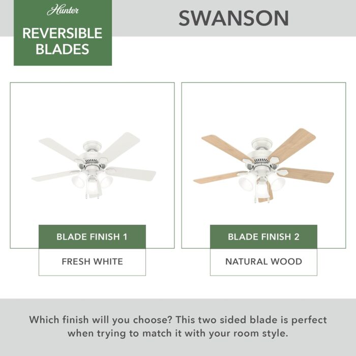 Hunter 50885 Swanson Ceiling Fan 44 inches Fresh White - Image 5