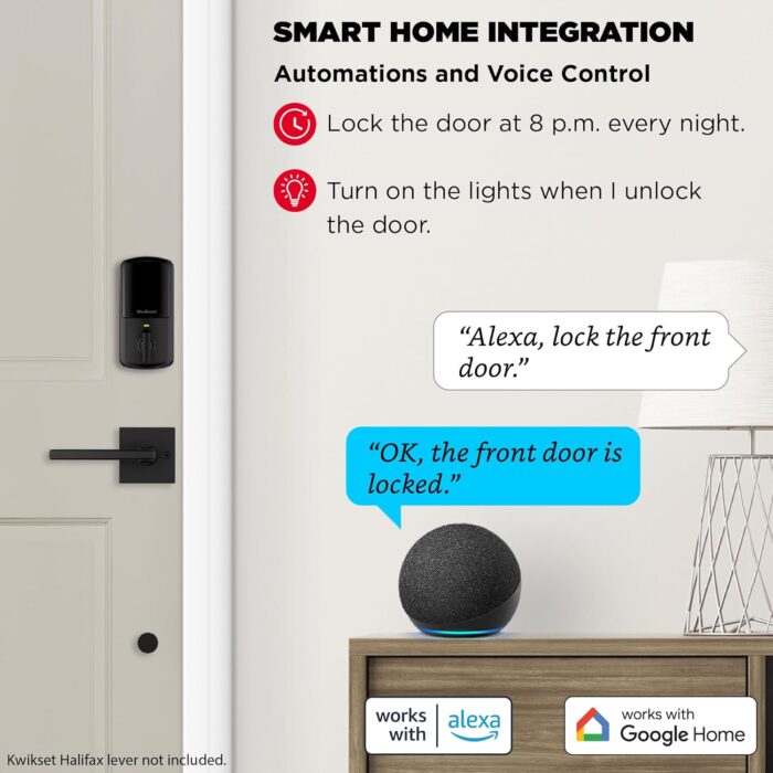 Kwikset Halo Wi-Fi Smart Lock, Keyless Entry Door Deadbolt, Geofence Auto-Unlock, Grade AAA Certified, No Hub Easy Install, Matte Black Lifetime Finish Warranty, Backlit Keypad - Image 4