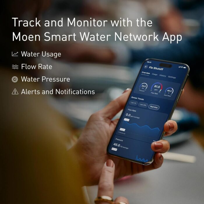 Moen Flo Smart Water Monitor and Automatic Shutoff Sensor, Wi-Fi Connected Water Leak Detector for 1-Inch Diameter Pipe, 900-006 - Image 3