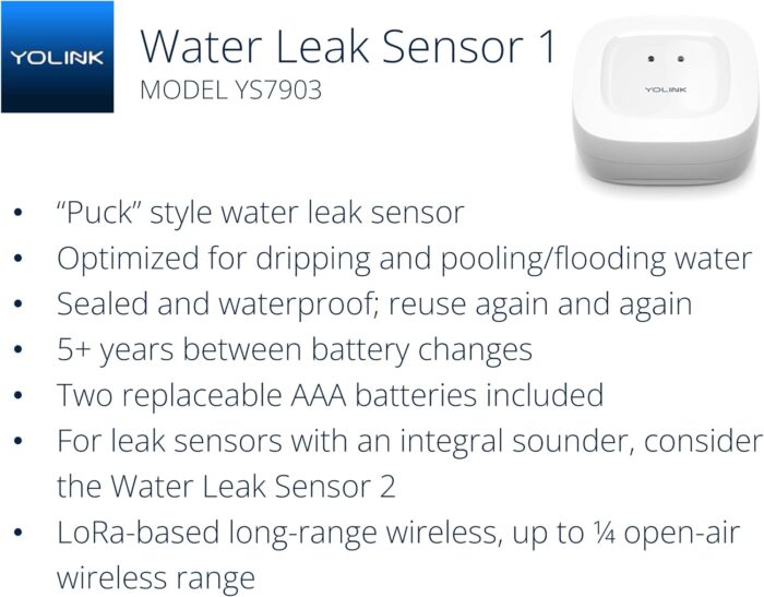 YoLink Smart Home Starter Kit: Hub & Water Leak Sensor 4-Pack, SMS/Text, Email & Push Notifications, LoRa Up to 1/4 Mile Open-Air Range, w/Alexa, IFTTT, Home Assistant - Image 2