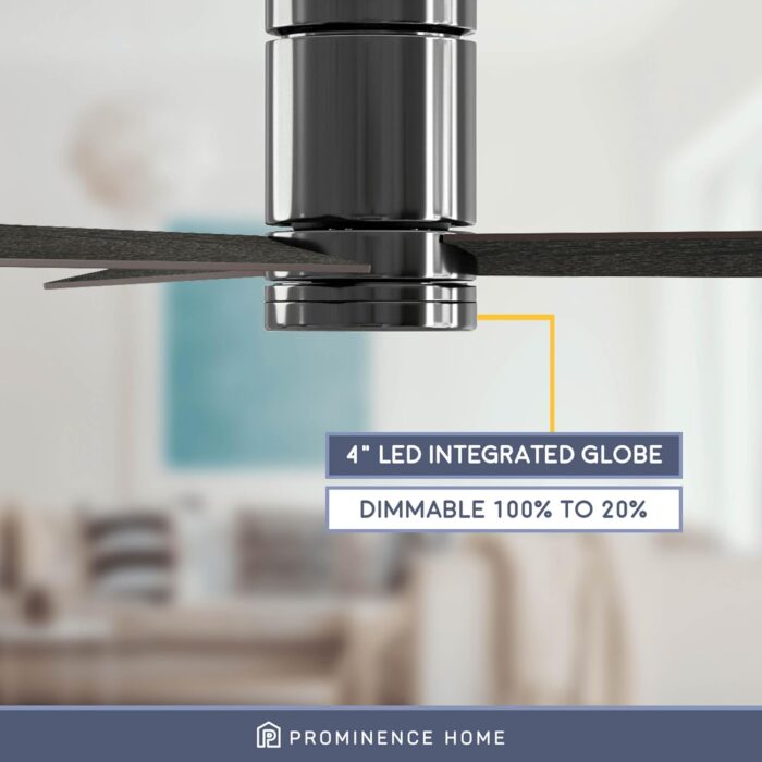 Prominence Home Espy Modern 52 Inch Ceiling Fan with Light, LED, Remote Control, Flush Mount Indoor Fan with 3 Blades, Matte Black and Honey Birch Blade Finish Options, Matte Black (51464-01) - Image 4