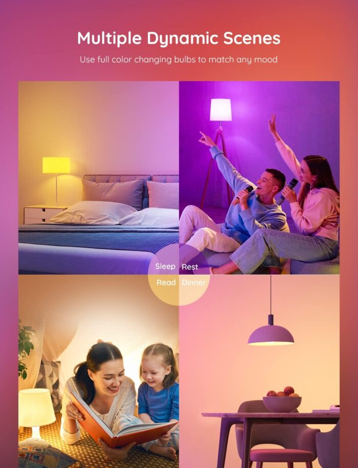 Govee Smart Light Bulbs, Color Changing Light Bulb, Work with Alexa and Google Assistant, 16 Million Colors RGBWW, WiFi & Bluetooth LED Light Bulbs, Music Sync, A19, 800 Lumens, 4 Pack - Image 6