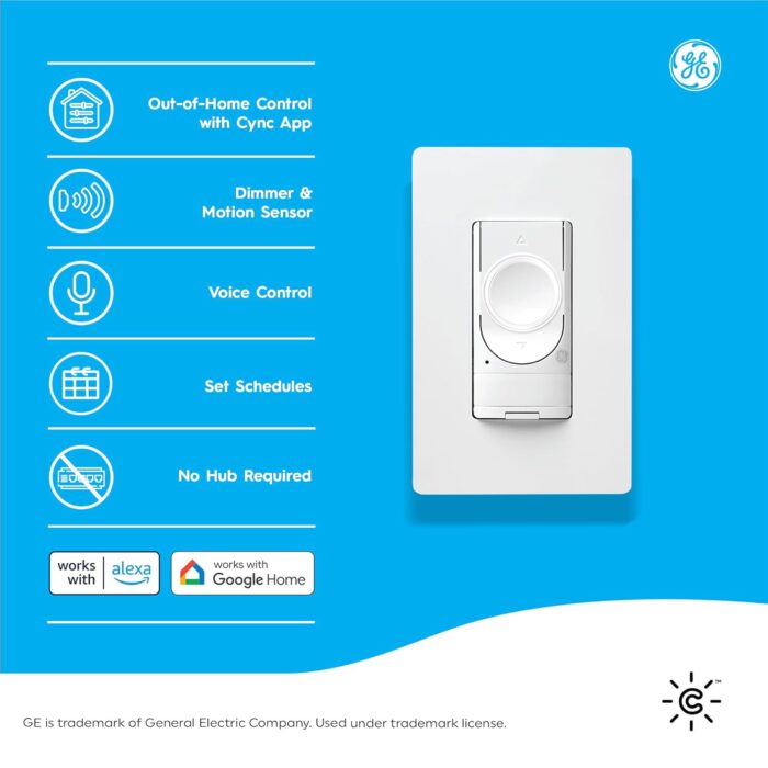 Cync GE Smart Light Dimmer Switch & Motion Sensor, Neutral Wire Required Light Switch, 2.4 GHz WiFi Works with Amazon Alexa and Google Home, White - Image 2