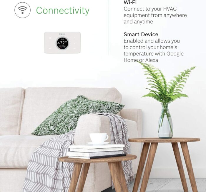 Bosch Thermotechnology Bosch Connected BCC50 Wi-Fi Thermostat-Compatible with Alexa and Google Assistant, All-in-One, Touch Screen, Safety Control, Smart Home, White - Image 3