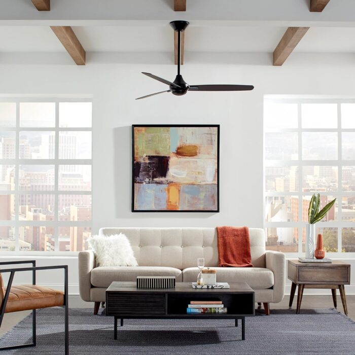 WAC Smart Fans Blitzen Indoor and Outdoor 3-Blade Smart Home Ceiling Fan 54in Matte Black with Remote Control works with Alexa and iOS or Android App (NO LED LIGHT KIT) - Image 8