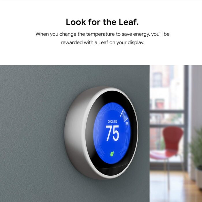 Google Nest Learning Thermostat - 3rd Gen (2015) - Programmable Smart Thermostat for Home - Works with Alexa - Stainless Steel - Image 9