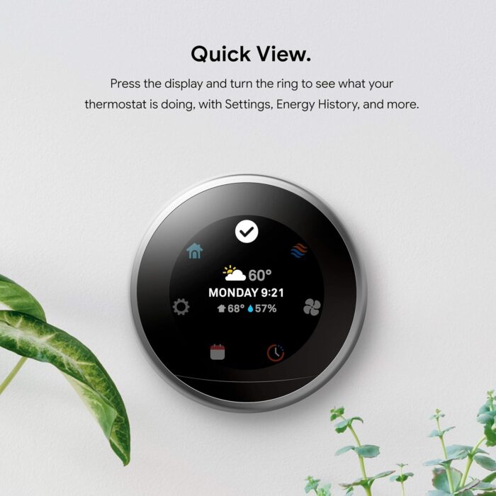 Google Nest Learning Thermostat - 3rd Gen (2015) - Programmable Smart Thermostat for Home - Works with Alexa - Stainless Steel - Image 10