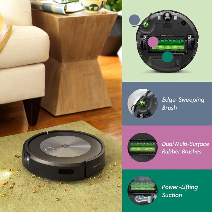 iRobot Roomba j7 (7150) Wi-Fi Connected Robot Vacuum - Identifies and avoids Obstacles Like pet Waste & Cords, Smart Mapping, Works with Alexa, Ideal for Pet Hair, Carpets, Hard Floors, Roomba J7 - Image 3