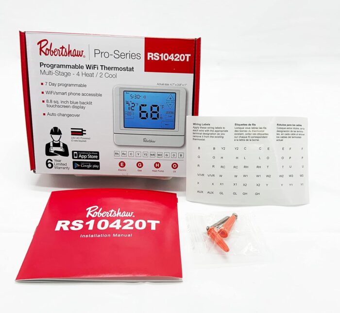 Robertshaw RS10420T Pro Series 7-Day Wi-Fi Programmable Touchscreen Thermostat, Multi-Stage, 4 Heat / 2 Cool… - Image 6