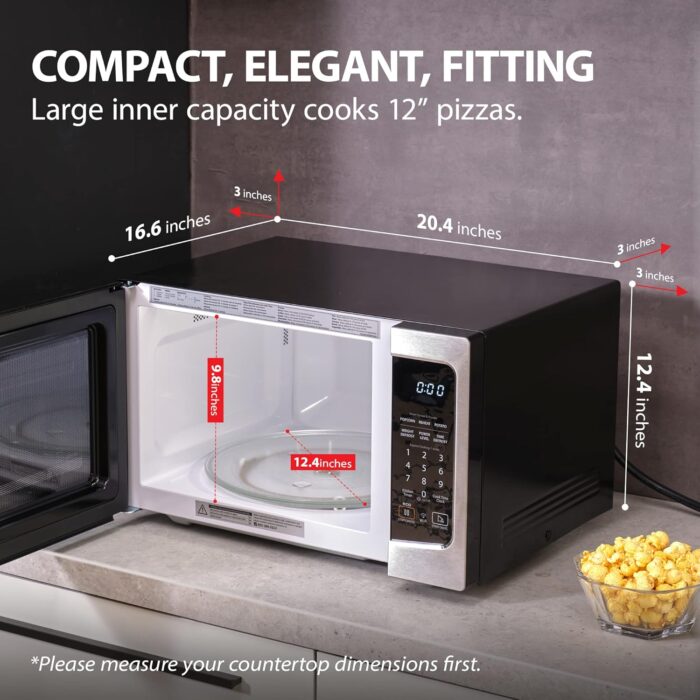 TOSHIBA ML-EM34P(SS) Smart Countertop Microwave, Sensor Reheat, Works With Alexa & Remote Control, Kitchen Essentials, Mute Function&ECO Mode, 1100W, 1.3 Cu Ft, With 12.4" Turntable, Stainless Steel - Image 7