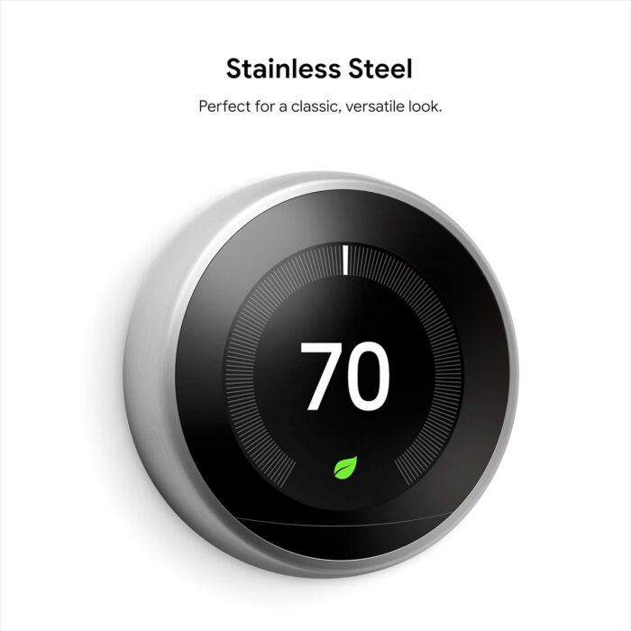 Google Nest Learning Thermostat - 3rd Gen (2015) - Programmable Smart Thermostat for Home - Works with Alexa - Stainless Steel - Image 2