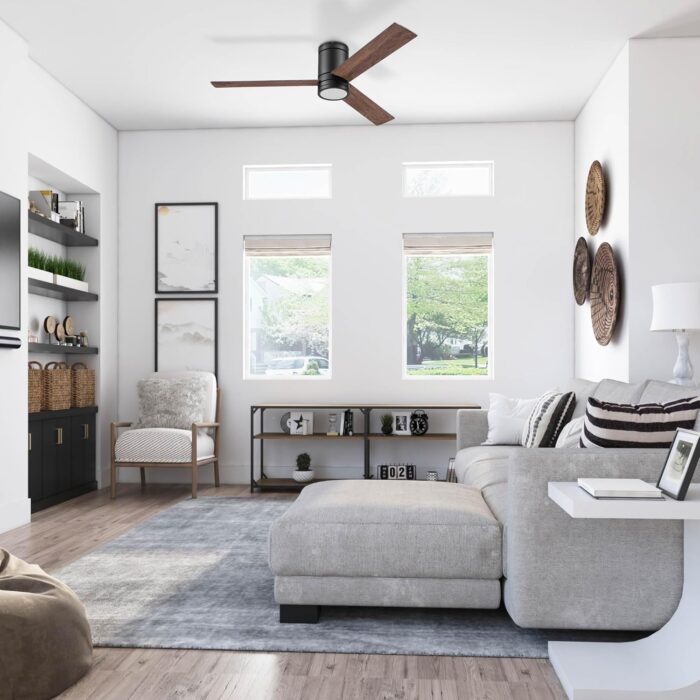 Prominence Home Espy Modern 52 Inch Ceiling Fan with Light, LED, Remote Control, Flush Mount Indoor Fan with 3 Blades, Matte Black and Honey Birch Blade Finish Options, Matte Black (51464-01) - Image 9