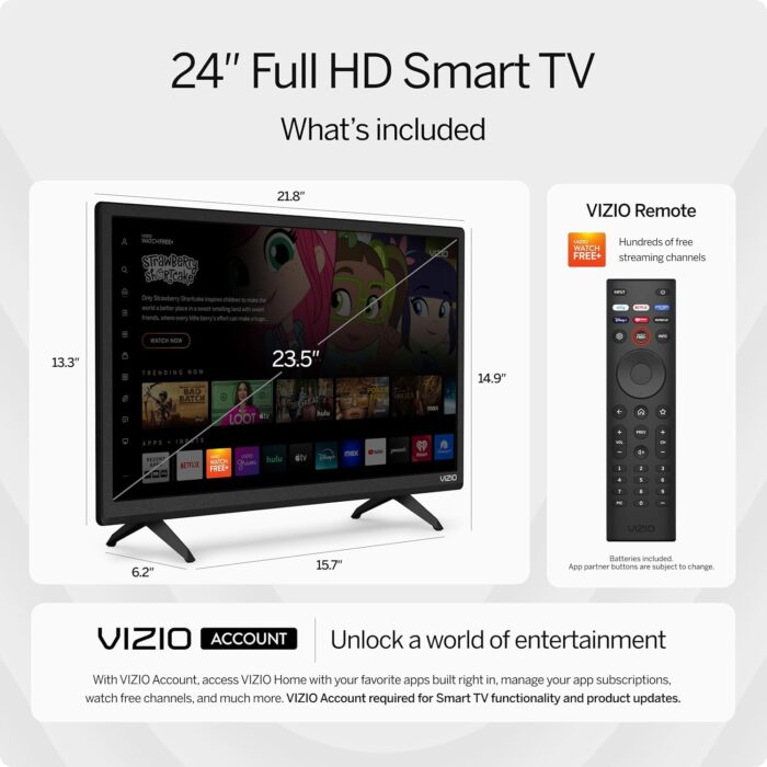 VIZIO 24-inch D-Series Full HD 1080p Smart TV with Apple AirPlay and Chromecast Built-in, Alexa Compatibility, D24f-J09, 2022 Model - Image 3