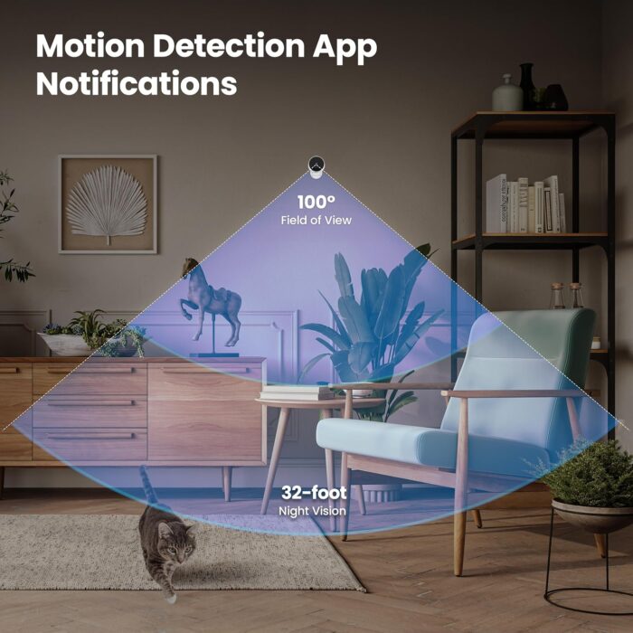 Feit Electric Indoor Security Camera with Motion Detection, 30ft. Night Vision, 360° Adjustable Head, 2.4GHz Wifi, 2-Way Audio, 1080p HD, Works with Alexa & Google Asst, Plug-In, White - CAM1/WIFI - Image 6