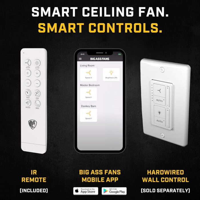Big Ass Fans – Haiku L, Smart Ceiling Fan – Energy Efficient Cooling for Home, Bedroom, Office, Living Space, and More – 16 Lighting Settings with 7 Speed Settings – 52” - Black - Image 4