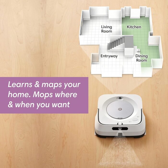 iRobot Braava Jet M6 (6110) Ultimate Robot Mop- Wi-Fi Connected, Precision Jet Spray, Smart Mapping, Works with Alexa, Ideal for Multiple Rooms, Recharges and Resumes, White - Image 9