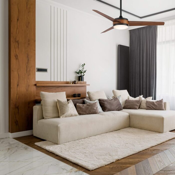 WAC Smart Fans Mod Indoor and Outdoor 3-Blade Smart Home Ceiling Fan 54in Matte Black Distressed Koa with 3000K LED Light Kit and Remote Control Works with Alexa and iOS or Android App - Image 8