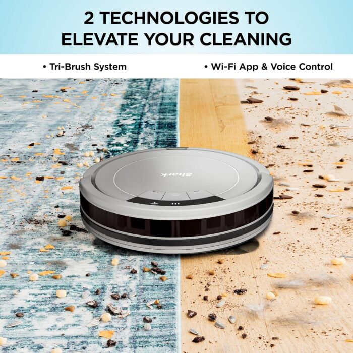 Shark AV752 ION Robot Vacuum, Tri-Brush System, Wifi Connected, 120 Min Runtime, Works with Alexa, Multi Surface Cleaning, White - Image 3