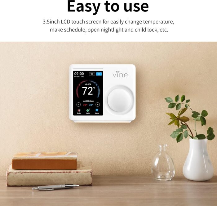 Vine TJ-610E Wi Fi 7 Day and 8 Period Programmable 5th Generation Smart Home Thermostat, Compatible with Amazon Alexa, Google Assistant, and Vine App - Image 7