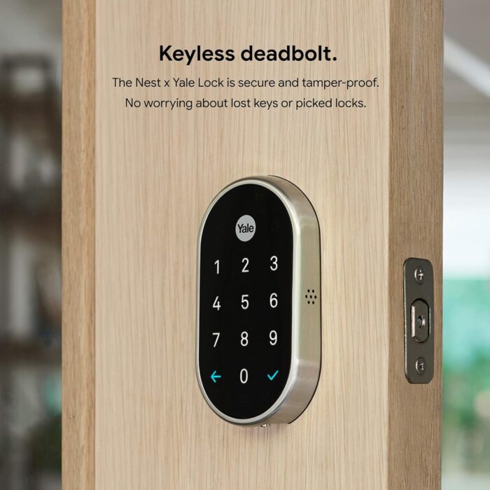 Google Nest x Yale Lock - Tamper-Proof Smart Lock for Keyless Entry - Keypad Deadbolt Lock for Front Door - Satin Nickel - Image 3