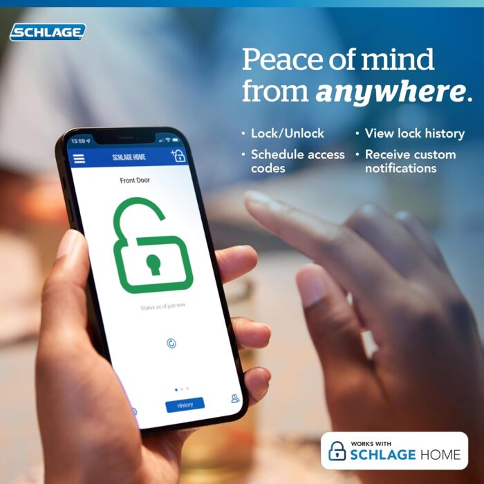 Schlage Encode Smart WiFi Deadbolt Lock for Front Door - Keyless Entry with App or Touchscreen - Works with Alexa, Apple HomeKit, Hey Google, & Airbnb - Create Codes for Guests - Satin Nickel Silver - Image 7