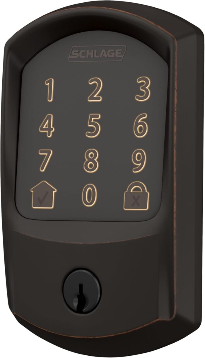 SCHLAGE BE489WB GRW 716 Encode WiFi Deadbolt Smart Lock, Keyless Entry Touchscreen Door Lock with Greenwich Trim, Aged Bronze - Image 9