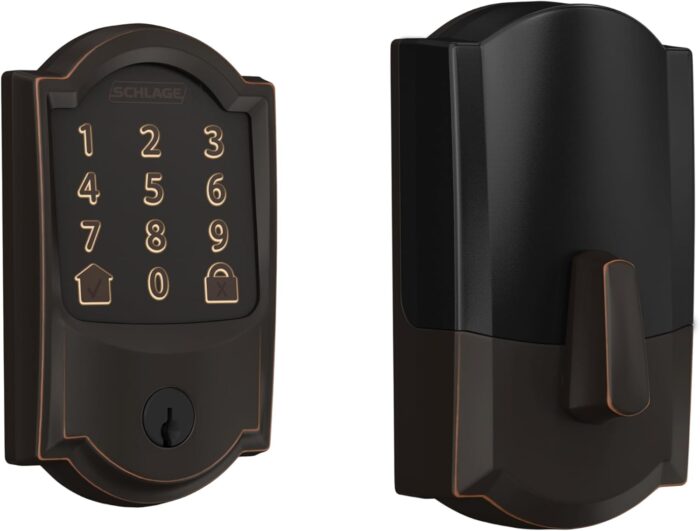 SCHLAGE Encode Smart Wi-Fi Deadbolt with Camelot Trim in Aged Bronze
