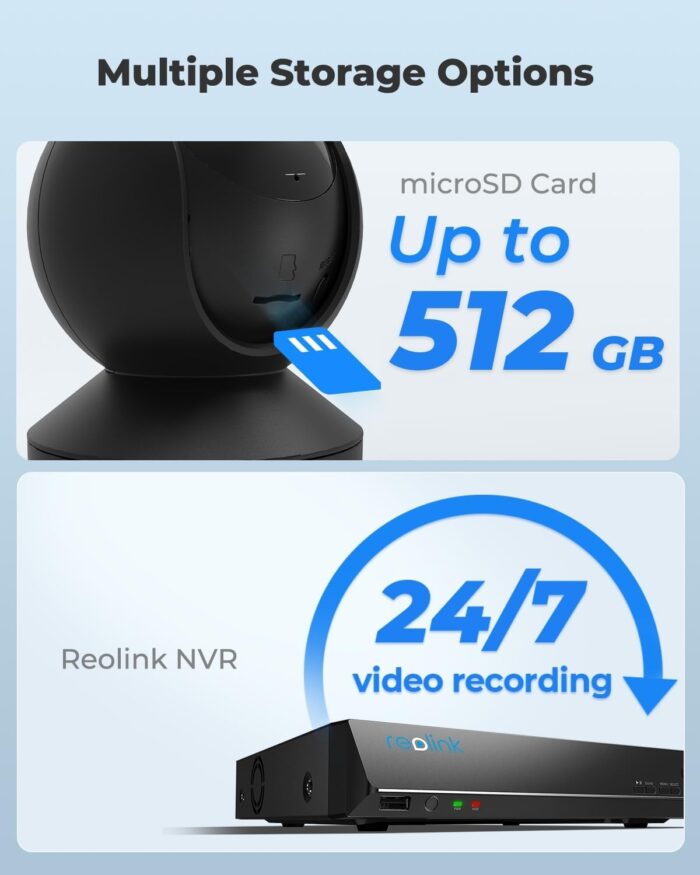 REOLINK Indoor Security Camera E1 Pro(Black), 4MP Plug-in Pet Camera Support 2.4/5 GHz WiFi, 360 Degree Auto Tracking Baby/Dog Monitor, Person/Pet Detection, Night Vision, 2 Way Audio, Local Storage - Image 7