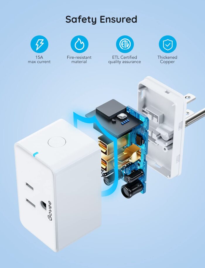 Govee Smart Plug 15A, WiFi Bluetooth Outlets 4 Pack Work with Alexa and Google Assistant, WiFi Plugs with Multiple Timers, Govee Home APP Group Control Remotely, No Hub Required, ETL&FCC Certified - Image 2