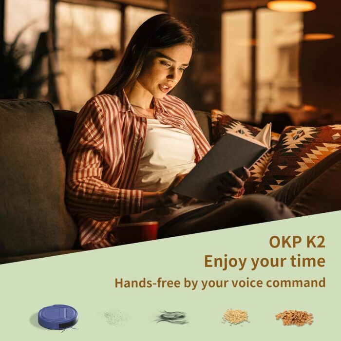 OKP Life K2 Robot Vacuum Cleaner 1800 mAh, Blue - Image 4