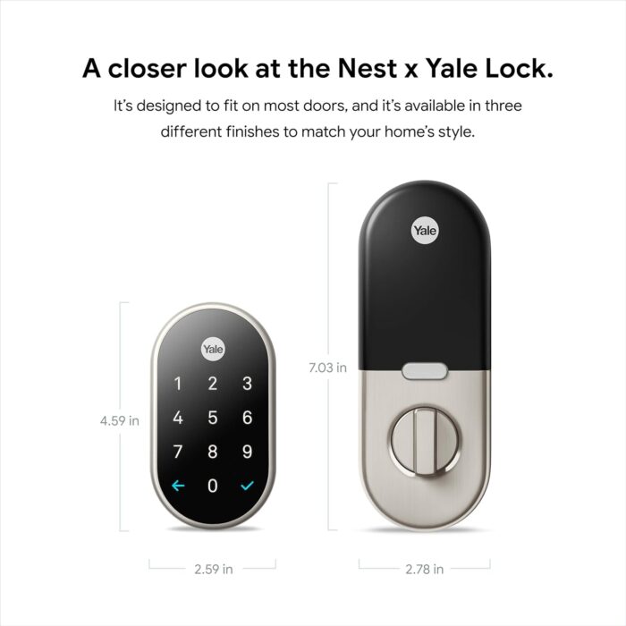 Google Nest x Yale Lock - Tamper-Proof Smart Lock for Keyless Entry - Keypad Deadbolt Lock for Front Door - Satin Nickel - Image 12