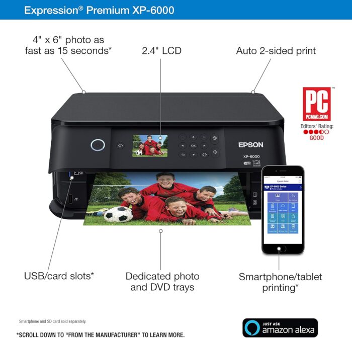 Epson Expression Premium XP-6000 Wireless Color Photo Printer with Scanner & Copier, Amazon Dash Replenishment Ready - Image 4