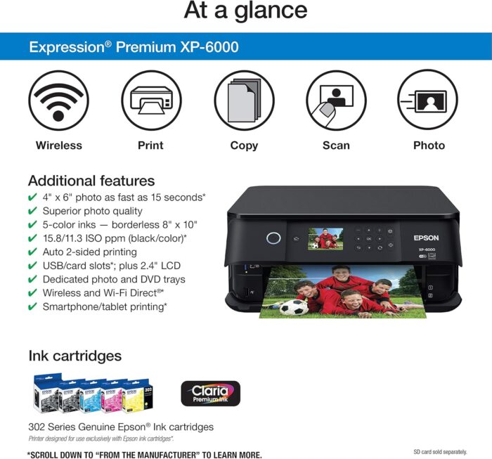 Epson Expression Premium XP-6000 Wireless Color Photo Printer with Scanner & Copier, Amazon Dash Replenishment Ready - Image 3