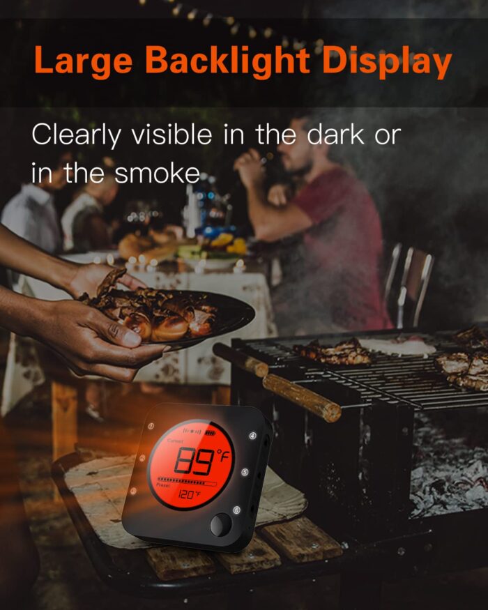 BFOUR Bluetooth Meat Thermometer Wireless Meat Thermometer, Wireless Digital Grill Thermometer with 6 Temperature Probes, Large LCD Display, Bluetooth Thermometer for Grill, Smoker, Oven and BBQ - Image 4
