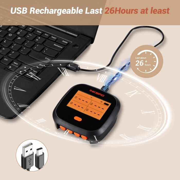 Inkbird WiFi Meat Thermometer IBBQ-4T, Wireless WiFi BBQ Thermometer for Smoker, Oven | APP Calibration Temp Graph | Mobile Notification Timer Alarm | Rechargeable Digital Grill Thermometer, 4 Probes - Image 3