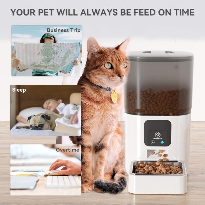 Smart Automatic Cat Feeders: WiFi Pet Feeder with APP Control for Remote Feeding, Detachable for Easy Clean, Automatic Cat Food Dispenser with Alexa,1-30 Meals Per Day for Dog (6L/25Cup) - Image 8