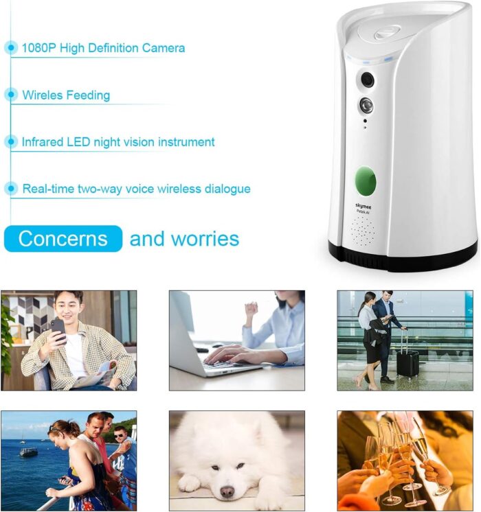 SKYMEE Dog Camera Treat Dispenser,WiFi Full HD Pet Camera with Two-Way Audio and Night Vision,Compatible with Alexa (2.4G WiFi ONLY) (Petalk AI) - Image 2
