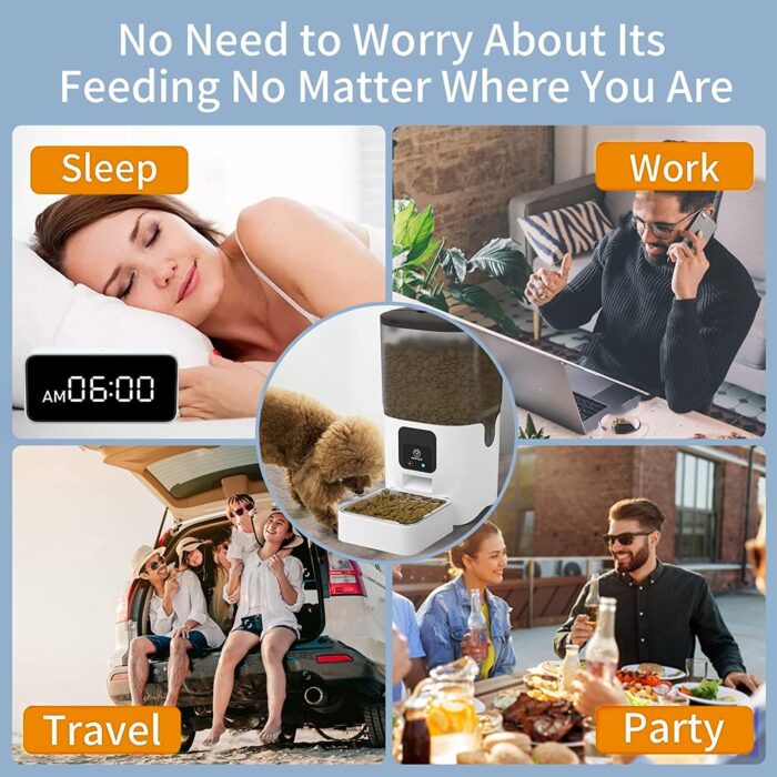 Smart Automatic Cat Feeders: WiFi Pet Feeder with APP Control for Remote Feeding, Detachable for Easy Clean, Automatic Cat Food Dispenser with Alexa,1-30 Meals Per Day for Dog (6L/25Cup) - Image 3