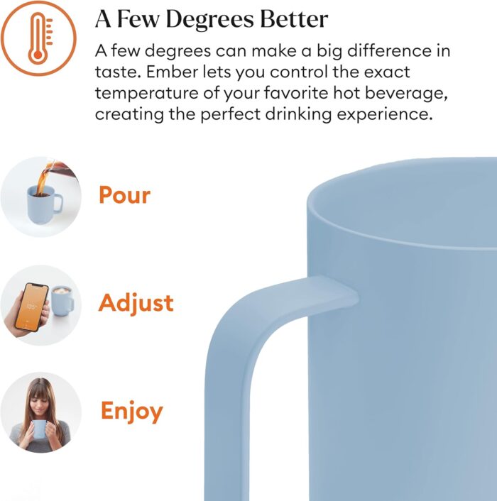 Ember Temperature Control 14oz Smart Mug 2, App-Controlled and Rechargeable Heated Coffee Cup Warmer with Intelligent LED Display, Powder Blue - Image 6