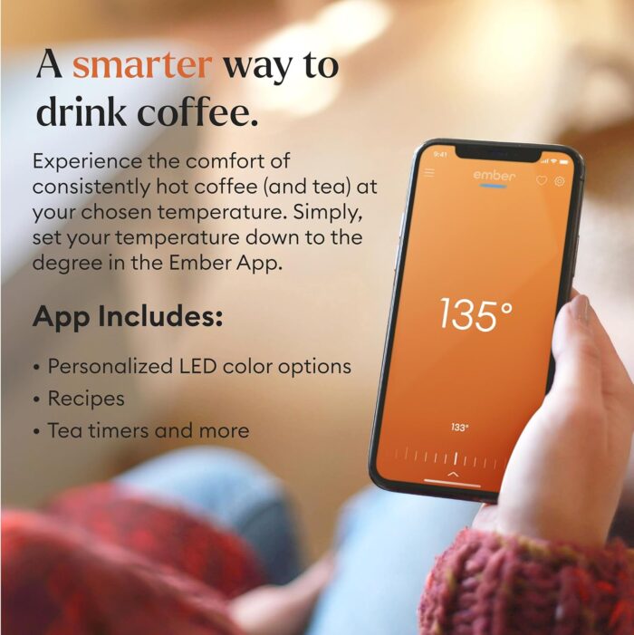 Ember Temperature Control 14oz Smart Mug 2, App-Controlled and Rechargeable Heated Coffee Cup Warmer with Intelligent LED Display, Powder Blue - Image 3